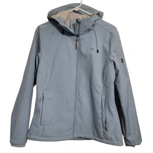 33,000ft Women's Softshell Blue Jacket Fleece Lined Light Hooded Windproof, M
